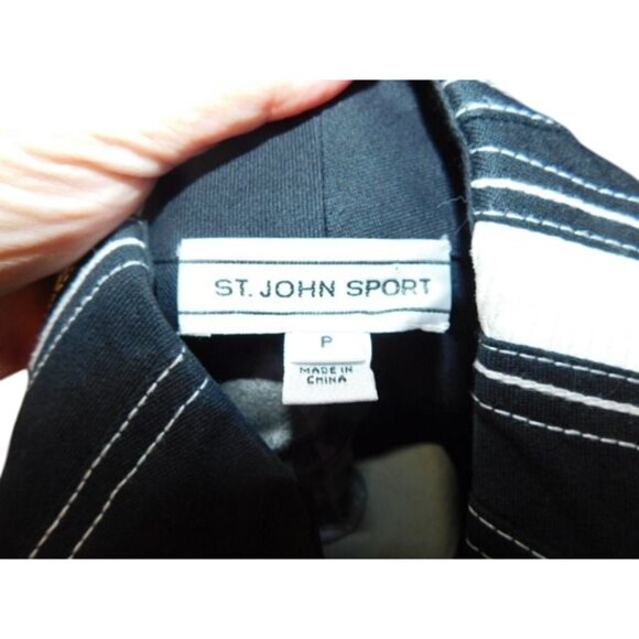 St. John Sport Size P Petite Small Navy Blue White Sporty Designer Zip Jacket - Picture 5 of 5